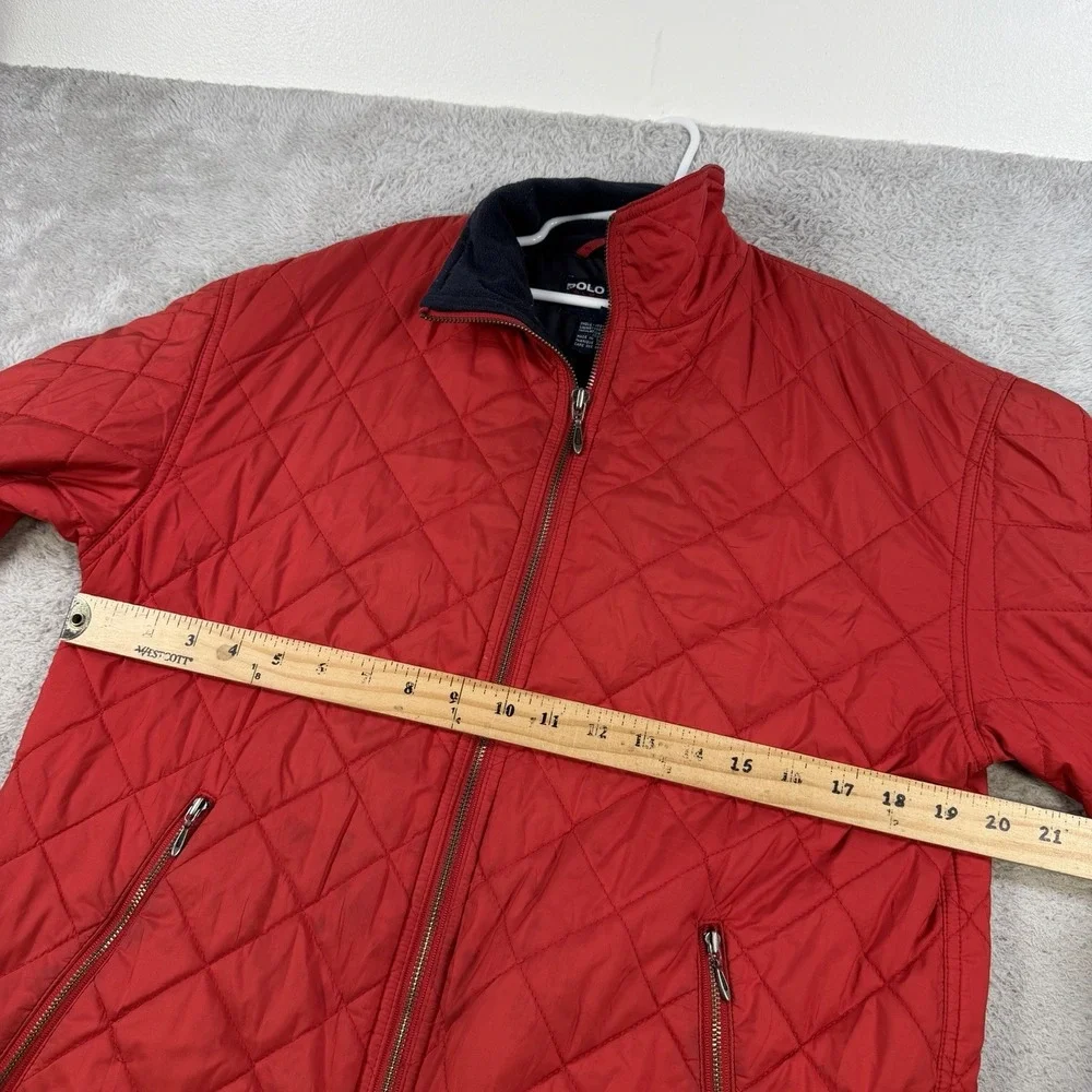 Polo Sport Ralph Lauren Jacket Mens Small Red Quilted Fleece Full Zip Puffer